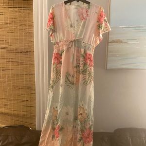 Floor length tropical dress